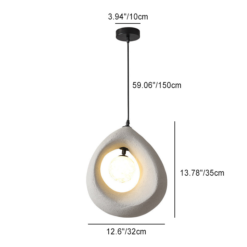 Traditional Vintage High-density Polystyrene Curved Egg-shaped 1-light Pendant Light for Bedroom & Living Room