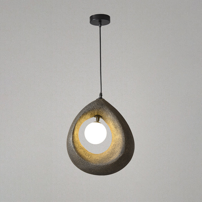 Traditional Vintage High-density Polystyrene Curved Egg-shaped 1-light Pendant Light for Bedroom & Living Room