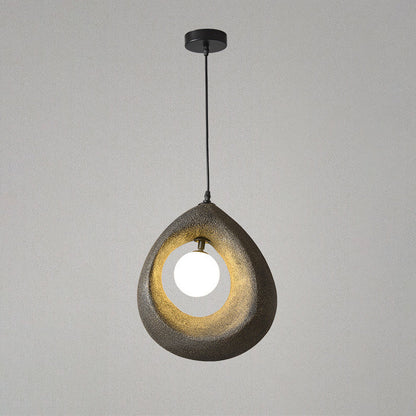 Traditional Vintage High-density Polystyrene Curved Egg-shaped 1-light Pendant Light for Bedroom & Living Room