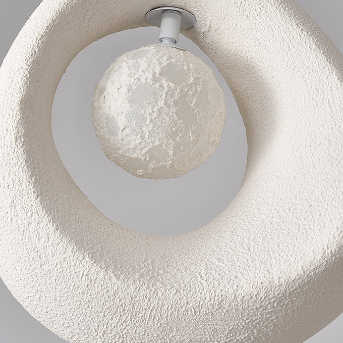 Traditional Vintage High-density Polystyrene Curved Egg-shaped 1-light Pendant Light for Bedroom & Living Room