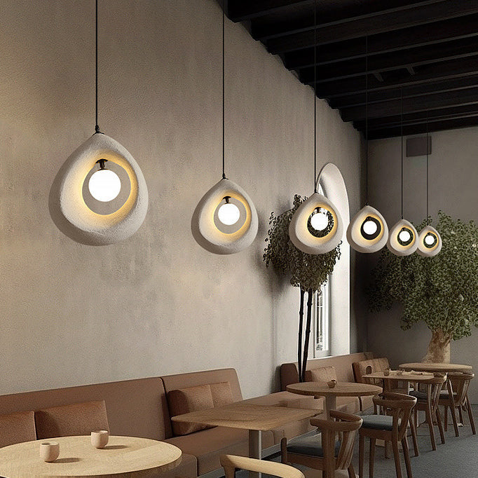 Traditional Vintage High-density Polystyrene Curved Egg-shaped 1-light Pendant Light for Bedroom & Living Room