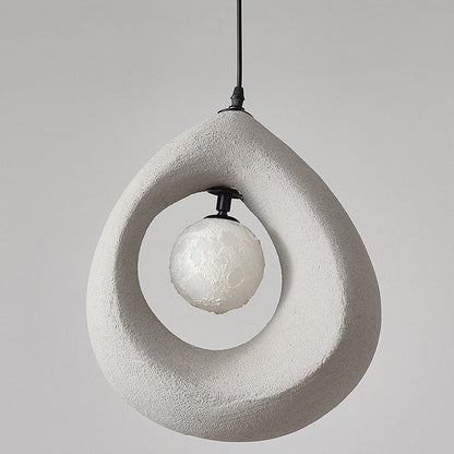 Traditional Vintage High-density Polystyrene Curved Egg-shaped 1-light Pendant Light for Bedroom & Living Room