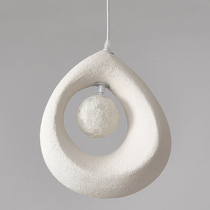 Traditional Vintage High-density Polystyrene Curved Egg-shaped 1-light Pendant Light for Bedroom & Living Room