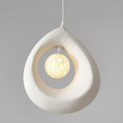 Traditional Vintage High-density Polystyrene Curved Egg-shaped 1-light Pendant Light for Bedroom & Living Room