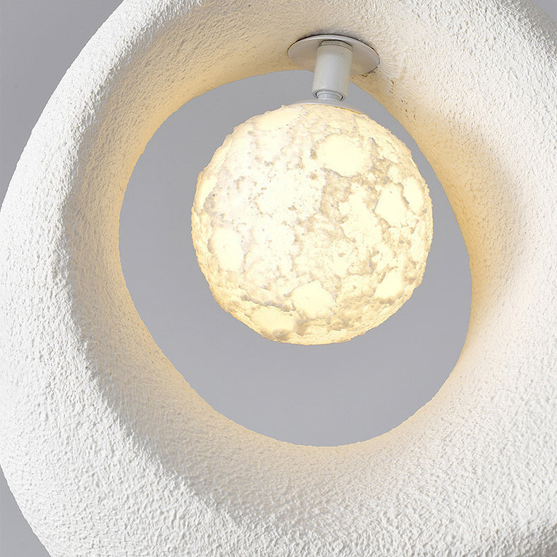 Traditional Vintage High-density Polystyrene Curved Egg-shaped 1-light Pendant Light for Bedroom & Living Room