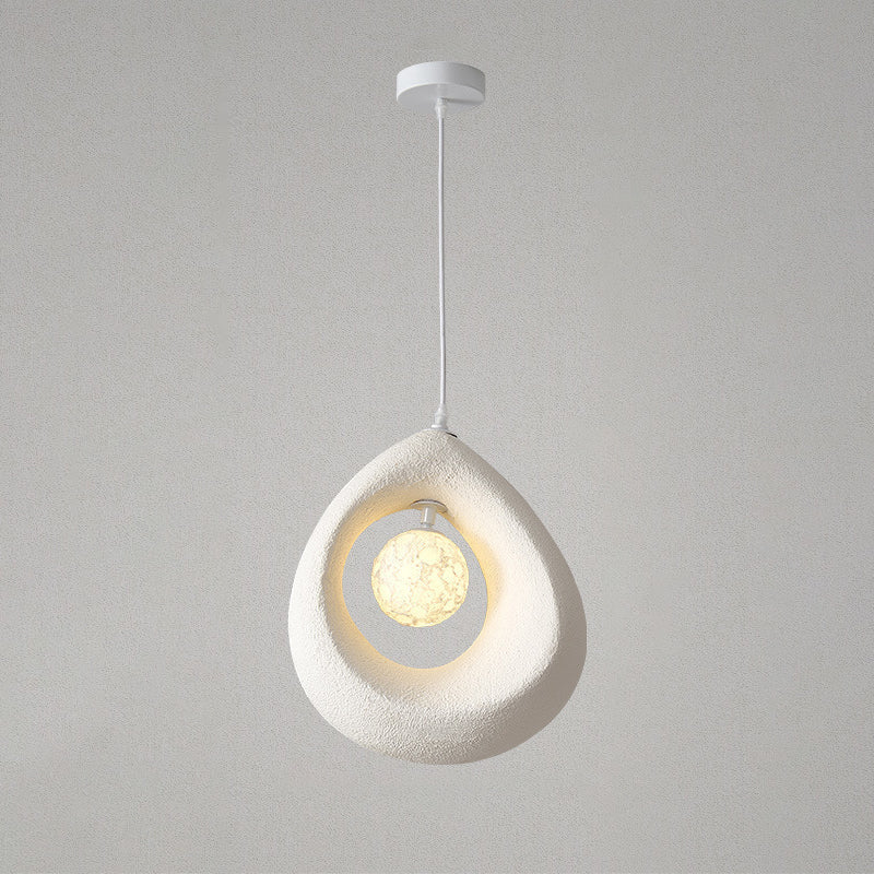 Traditional Vintage High-density Polystyrene Curved Egg-shaped 1-light Pendant Light for Bedroom & Living Room