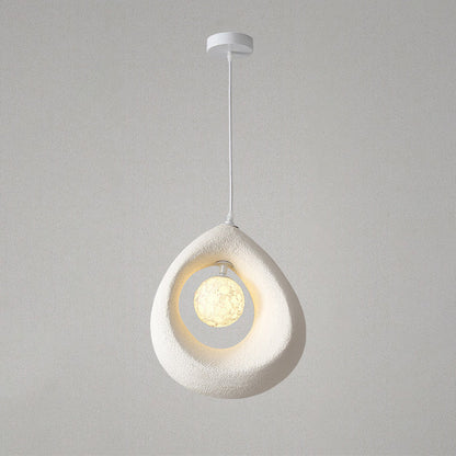 Traditional Vintage High-density Polystyrene Curved Egg-shaped 1-light Pendant Light for Bedroom & Living Room
