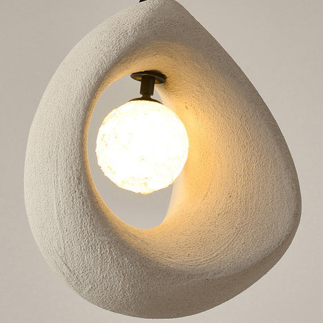 Traditional Vintage High-density Polystyrene Curved Egg-shaped 1-light Pendant Light for Bedroom & Living Room