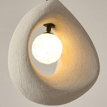 Traditional Vintage High-density Polystyrene Curved Egg-shaped 1-light Pendant Light for Bedroom & Living Room