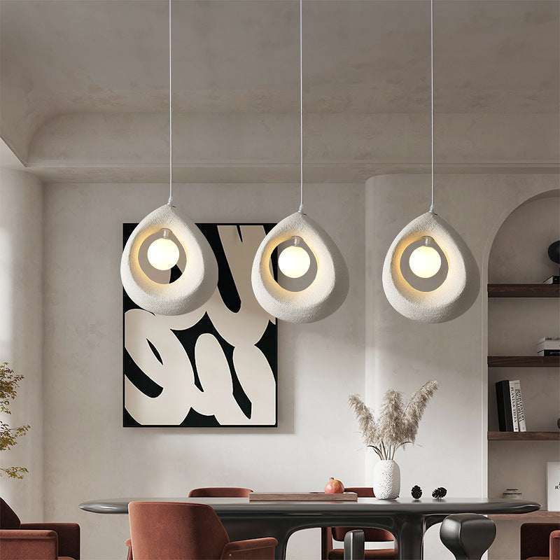 Traditional Vintage High-density Polystyrene Curved Egg-shaped 1-light Pendant Light for Bedroom & Living Room