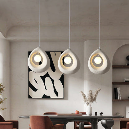 Traditional Vintage High-density Polystyrene Curved Egg-shaped 1-light Pendant Light for Bedroom & Living Room