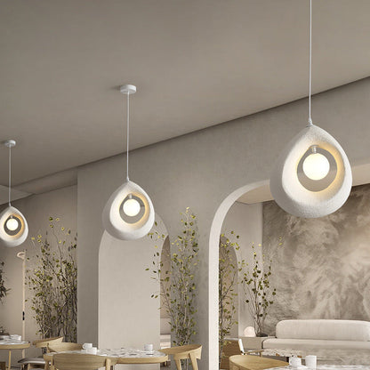 Traditional Vintage High-density Polystyrene Curved Egg-shaped 1-light Pendant Light for Bedroom & Living Room