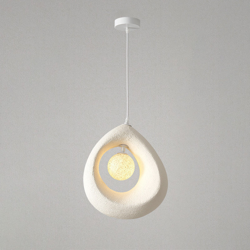 Traditional Vintage High-density Polystyrene Curved Egg-shaped 1-light Pendant Light for Bedroom & Living Room