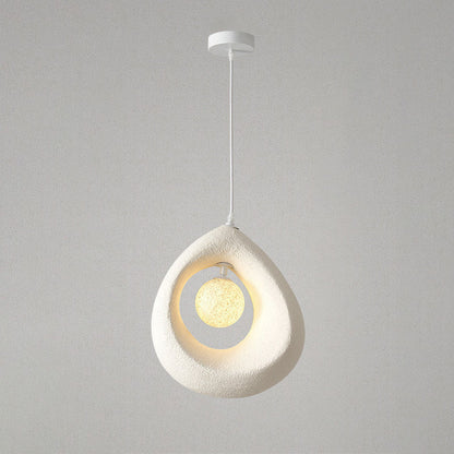 Traditional Vintage High-density Polystyrene Curved Egg-shaped 1-light Pendant Light for Bedroom & Living Room