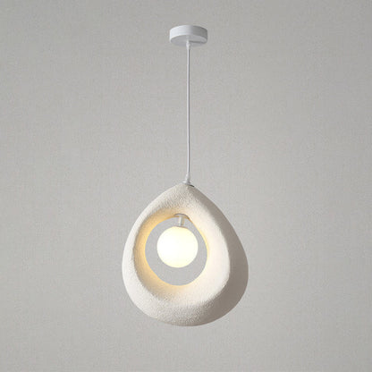 Traditional Vintage High-density Polystyrene Curved Egg-shaped 1-light Pendant Light for Bedroom & Living Room