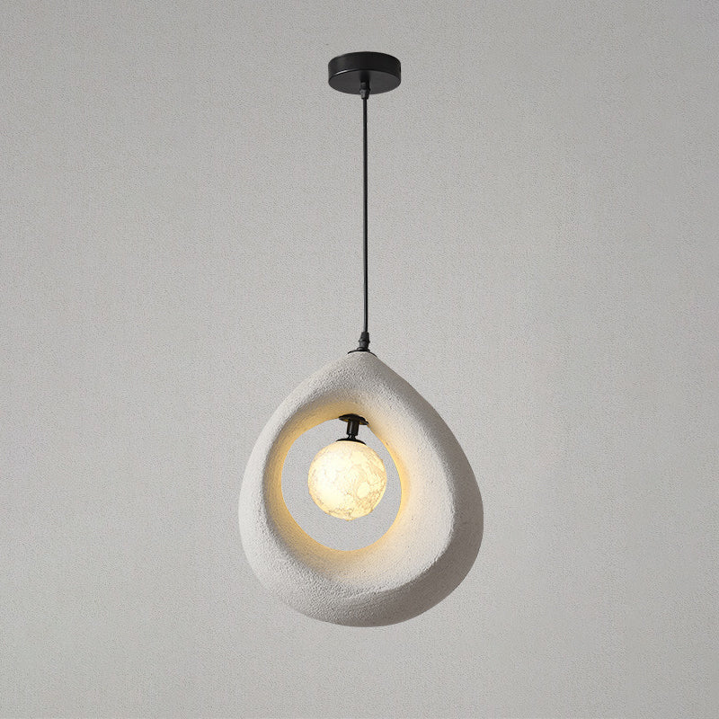 Traditional Vintage High-density Polystyrene Curved Egg-shaped 1-light Pendant Light for Bedroom & Living Room