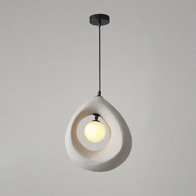 Traditional Vintage High-density Polystyrene Curved Egg-shaped 1-light Pendant Light for Bedroom & Living Room