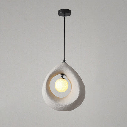 Traditional Vintage High-density Polystyrene Curved Egg-shaped 1-light Pendant Light for Bedroom & Living Room