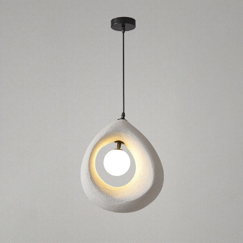 Traditional Vintage High-density Polystyrene Curved Egg-shaped 1-light Pendant Light for Bedroom & Living Room