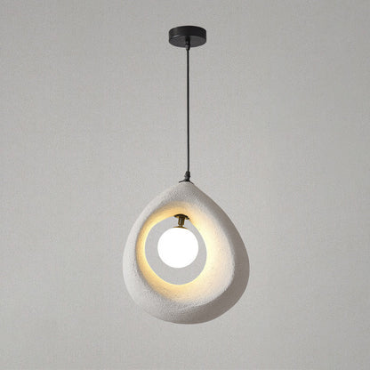 Traditional Vintage High-density Polystyrene Curved Egg-shaped 1-light Pendant Light for Bedroom & Living Room