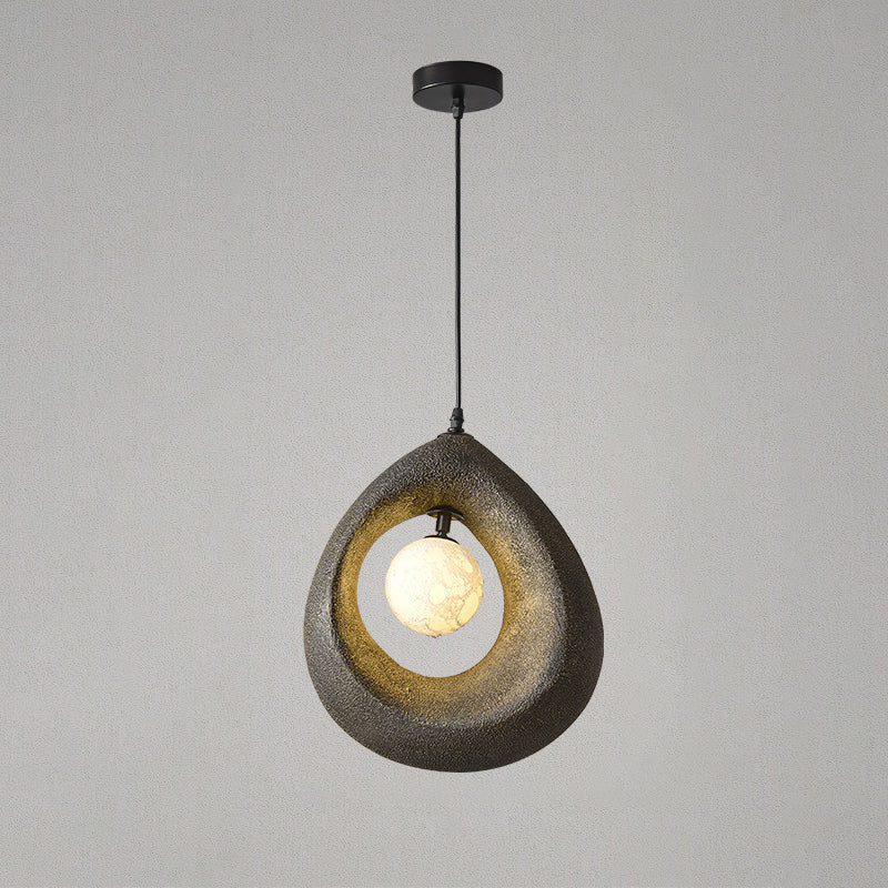 Traditional Vintage High-density Polystyrene Curved Egg-shaped 1-light Pendant Light for Bedroom & Living Room