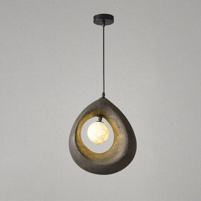 Traditional Vintage High-density Polystyrene Curved Egg-shaped 1-light Pendant Light for Bedroom & Living Room