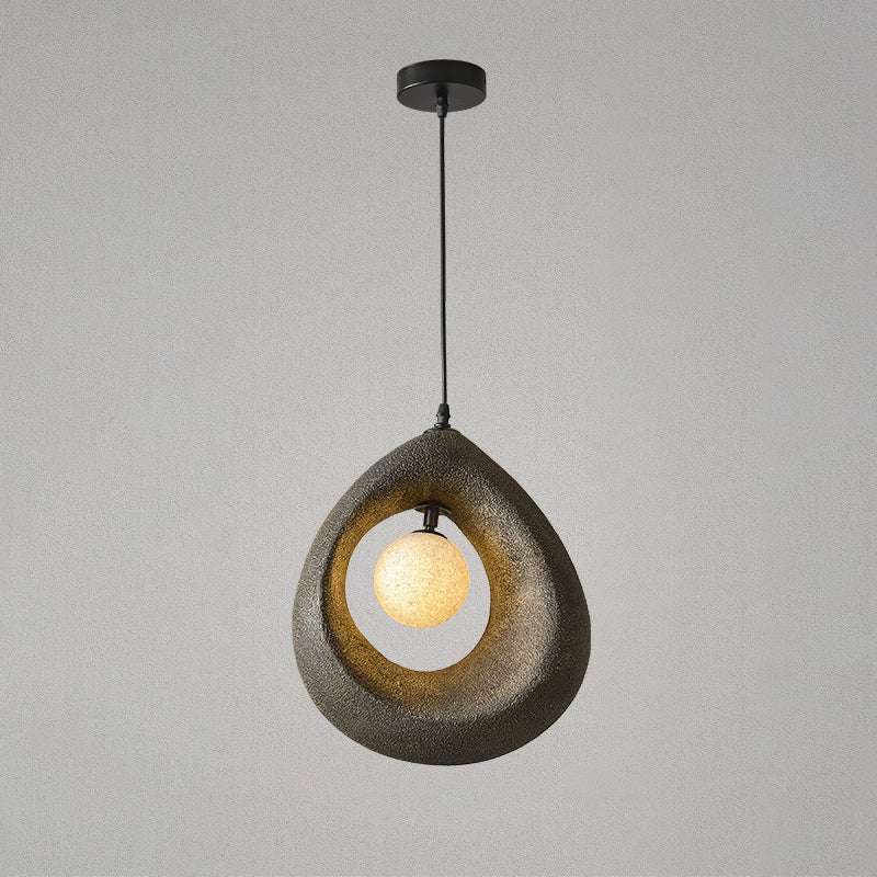 Traditional Vintage High-density Polystyrene Curved Egg-shaped 1-light Pendant Light for Bedroom & Living Room