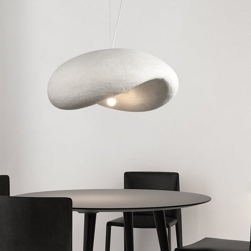 Traditional Japanese Polystyrene Irregular Curved Round 1-Light Pendant Light For Bedroom & Living Room