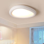 Modern Minimalist Diffuser Panel Resin Iron Pebble-Shaped LED Flush Mount Ceiling Light For Bedroom & Living Room