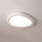 Modern Minimalist Diffuser Panel Resin Iron Pebble-Shaped LED Flush Mount Ceiling Light For Bedroom & Living Room