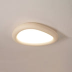 Modern Minimalist Diffuser Panel Resin Iron Pebble-Shaped LED Flush Mount Ceiling Light For Bedroom & Living Room
