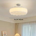 Contemporary Creative Metal PE Round Wave LED Semi-Flush Mount Ceiling Light For Bedroom & Living Room