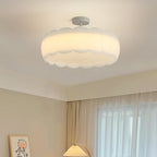 Contemporary Creative Metal PE Round Wave LED Semi-Flush Mount Ceiling Light For Bedroom & Living Room
