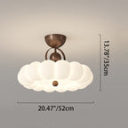 Modern Art Deco PE Iron Bubble Feather Round LED Semi-Flush Mount Ceiling Light For Bedroom & Living Room
