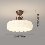 Modern Art Deco PE Iron Bubble Feather Round LED Semi-Flush Mount Ceiling Light For Bedroom & Living Room