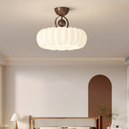 Modern Art Deco PE Iron Bubble Feather Round LED Semi-Flush Mount Ceiling Light For Bedroom & Living Room