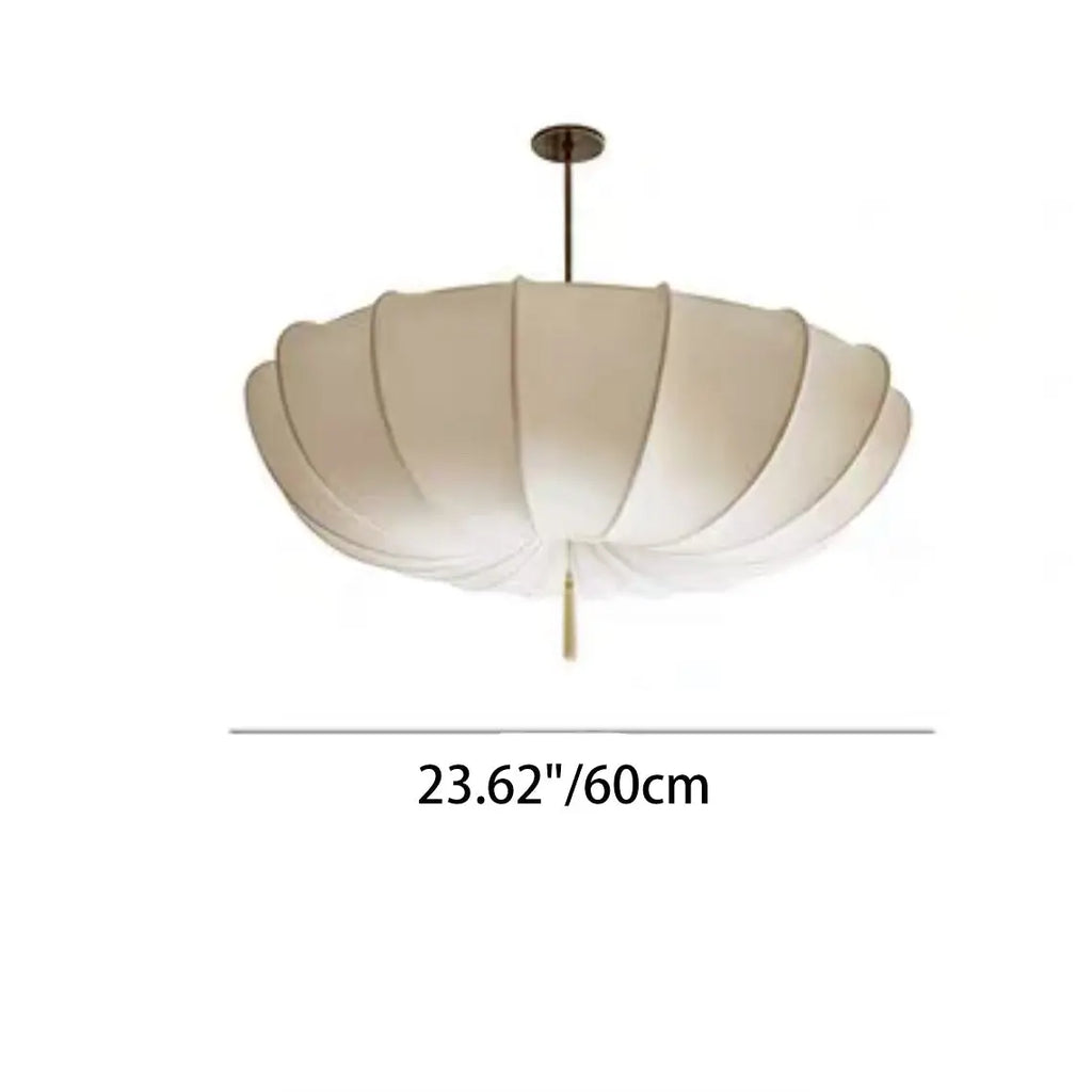 Traditional French Fabric Iron Pleated Tassel 3-light Chandelier for Bedroom & Living Room Lumendat