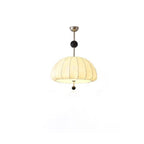 Traditional French Fabric Wood Metal Fan Pattern 3/5-Light Semi-Flush Mount Ceiling Light For Bedroom & Living Room