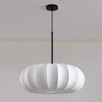 Traditional Japanese Faux Silk Iron Pumpkin Stripe 1/2/3-light Chandelier for Bedroom & Living Room BulbSquare
