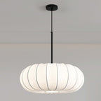 Traditional Japanese Faux Silk Iron Pumpkin Stripe 1/2/3-light Chandelier for Bedroom & Living Room BulbSquare
