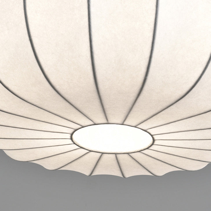 Traditional Japanese Faux Silk Iron Pumpkin Stripe 1/2/3-light Chandelier for Bedroom & Living Room BulbSquare
