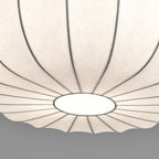 Traditional Japanese Faux Silk Iron Pumpkin Stripe 1/2/3-light Chandelier for Bedroom & Living Room BulbSquare