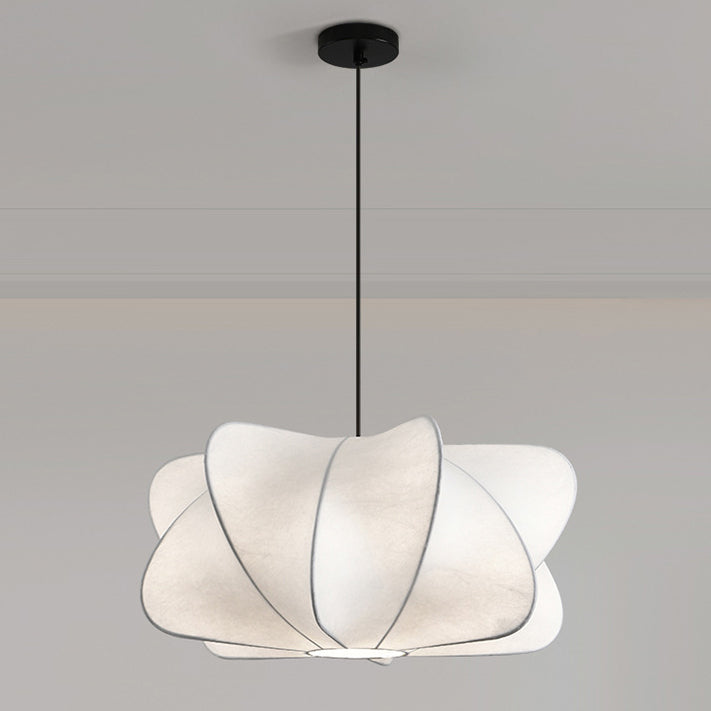 Traditional Japanese Faux Silk Iron Propeller-shaped 2/3-light Chandelier for Bedroom & Living Room BulbSquare