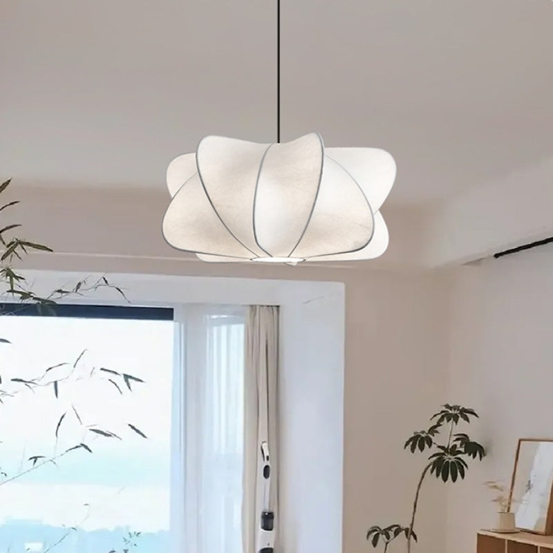 Traditional Japanese Faux Silk Iron Propeller-shaped 2/3-light Chandelier for Bedroom & Living Room BulbSquare