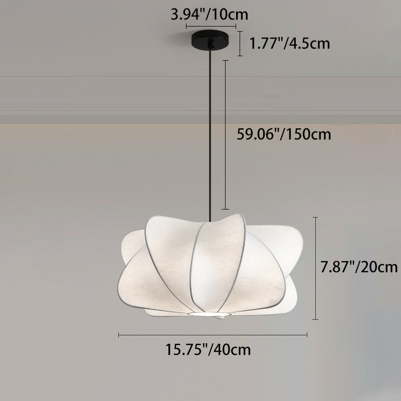 Traditional Japanese Faux Silk Iron Propeller-shaped 2/3-light Chandelier for Bedroom & Living Room BulbSquare
