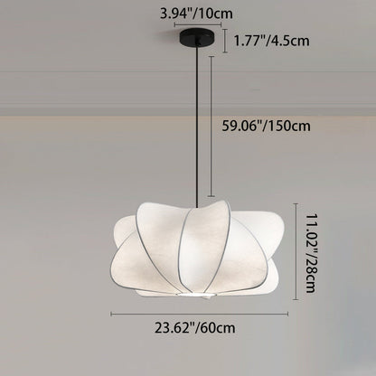 Traditional Japanese Faux Silk Iron Propeller-shaped 2/3-light Chandelier for Bedroom & Living Room
