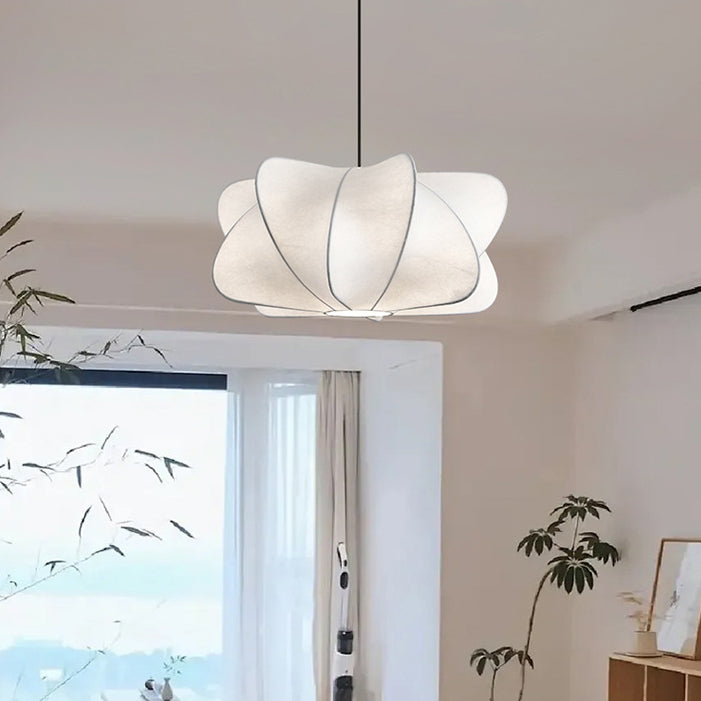 Traditional Japanese Faux Silk Iron Propeller-shaped 2/3-light Chandelier for Bedroom & Living Room BulbSquare