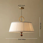 Traditional Vintage Fabric Wood Metal Pleated Round 1-light Chandelier for Bedroom & Living Room Lumendat