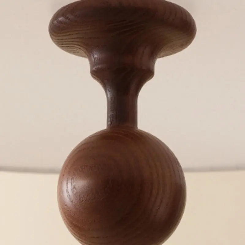 Traditional Vintage Fabric Wood Metal Pleated Round 1-light Chandelier for Bedroom & Living Room Lumendat