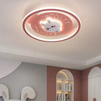Modern Art Deco Acrylic Iron Resin Bunny Astronaut Round LED Flush Mount Ceiling Light For Bedroom & Living Room